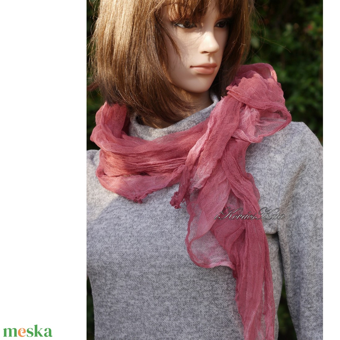 MULL-KENDŐ / darkrose - batikolt géz sál - ruha & divat - sál, sapka, kendő - sál - Meska.hu