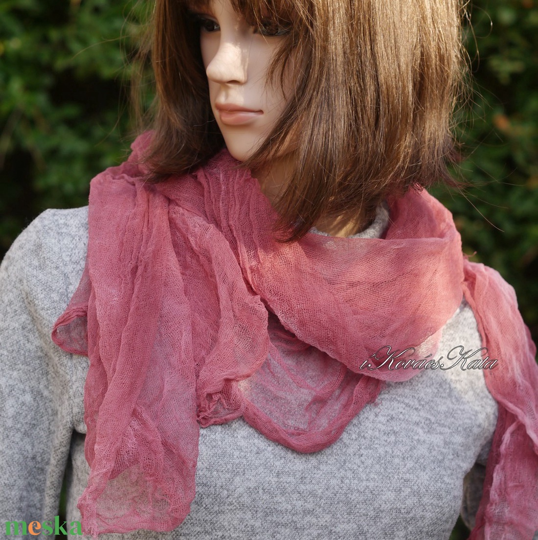 MULL-KENDŐ / darkrose - batikolt géz sál - ruha & divat - sál, sapka, kendő - sál - Meska.hu