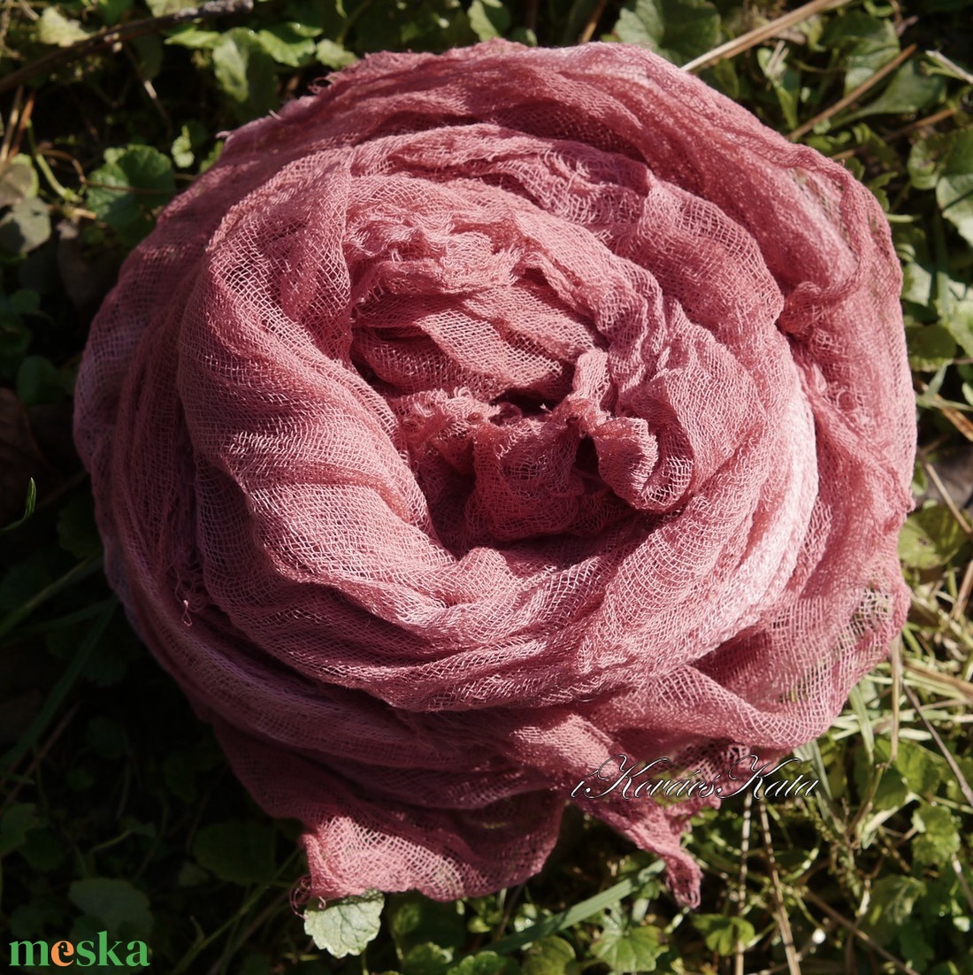 MULL-KENDŐ / darkrose - batikolt géz sál - ruha & divat - sál, sapka, kendő - sál - Meska.hu