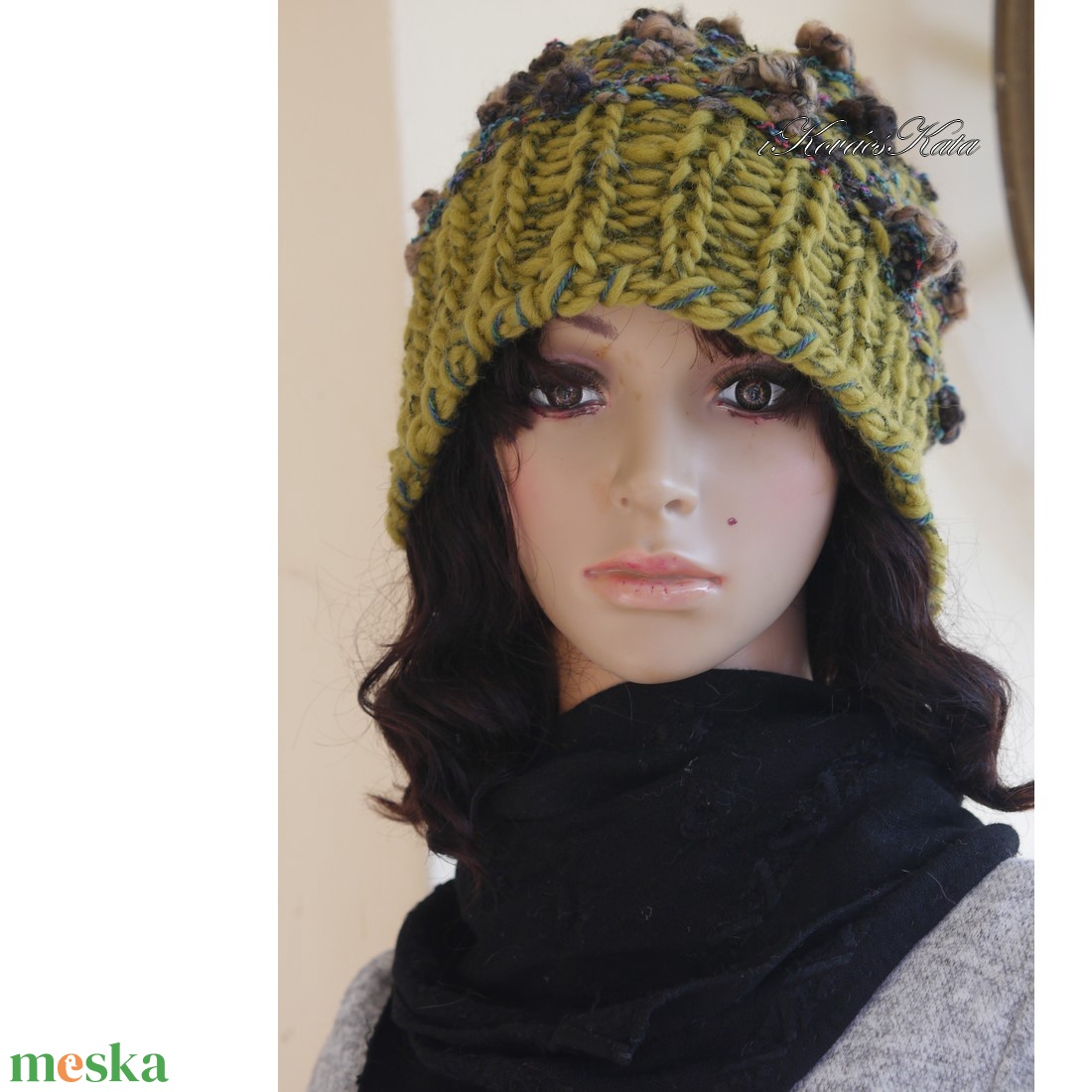 LUCA-SAPI / moha - bohém kézzel kötött gyapjú sapka  - ruha & divat - sál, sapka, kendő - sapka - Meska.hu