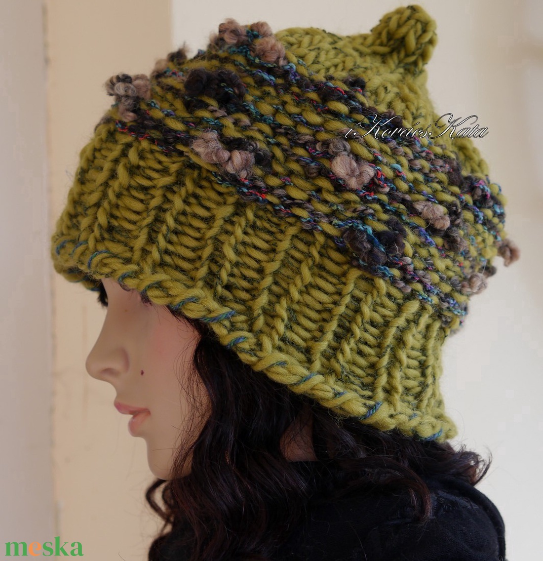 LUCA-SAPI / moha - bohém kézzel kötött gyapjú sapka  - ruha & divat - sál, sapka, kendő - sapka - Meska.hu