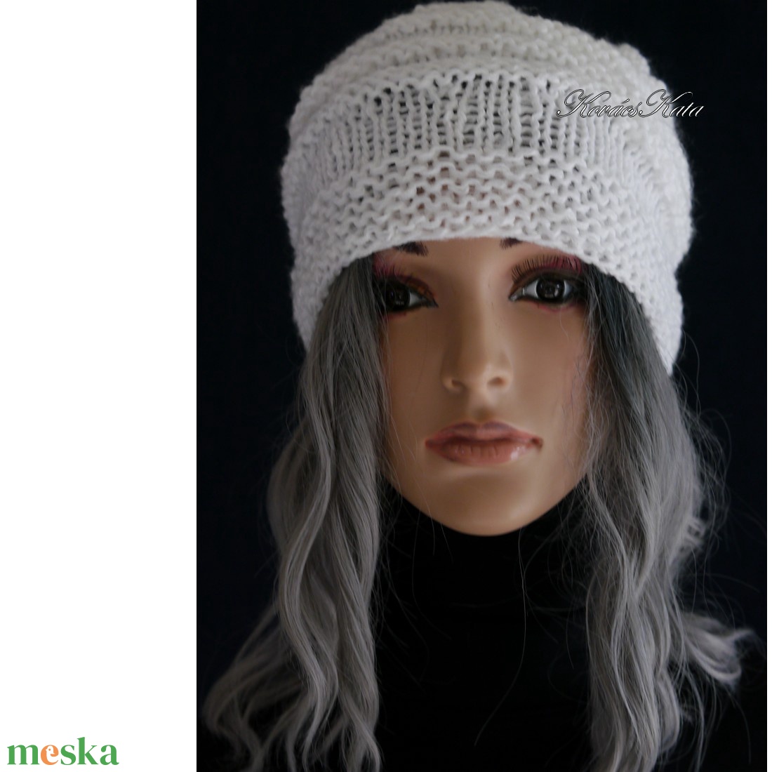 AMY-SAPI / hófehér - trendi kötött design sapka - ruha & divat - sál, sapka, kendő - sapka - Meska.hu