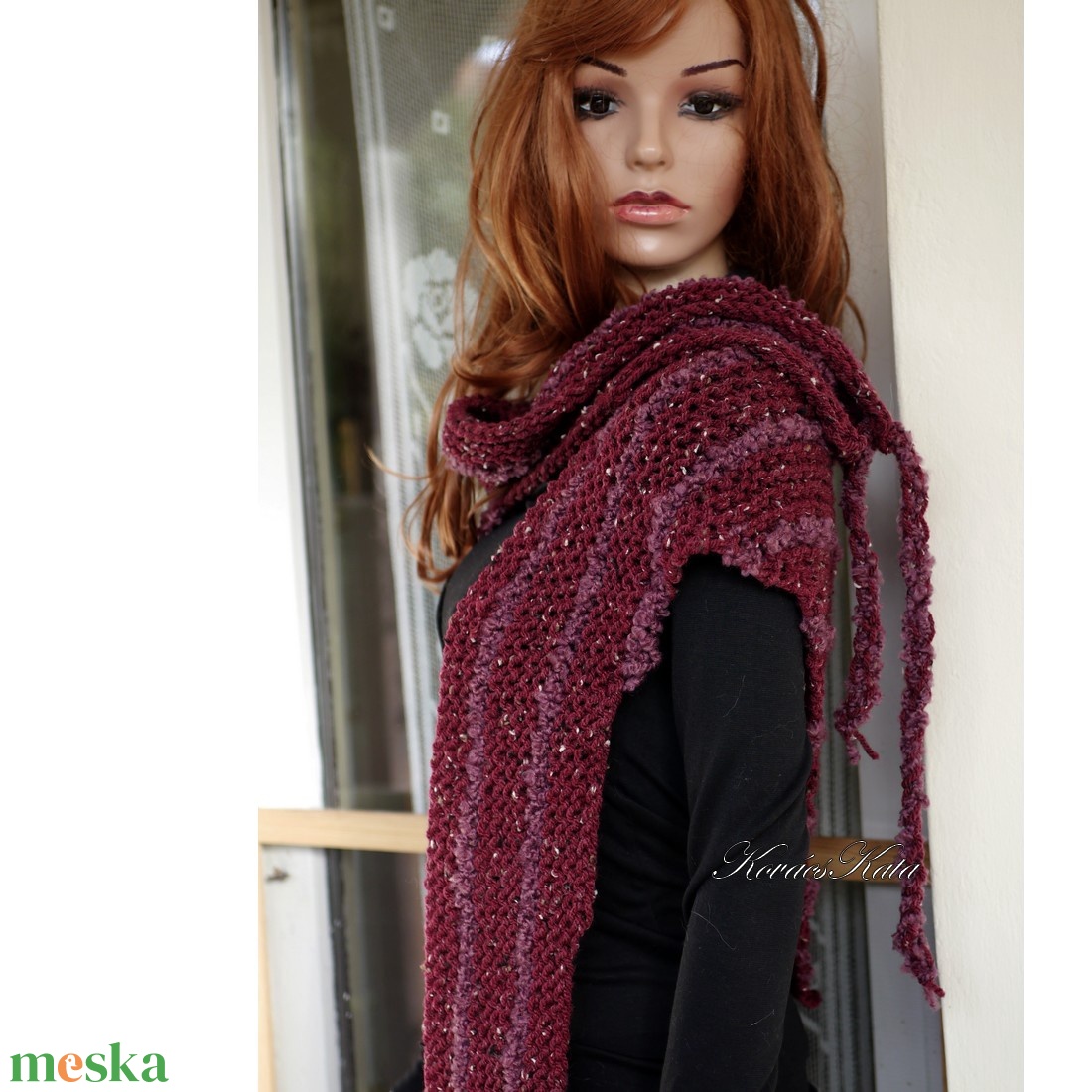 MANDRAGORA / bordó tweed  - exkluzív kötött vállkendő, mellény - ruha & divat - női ruha - poncsó - Meska.hu