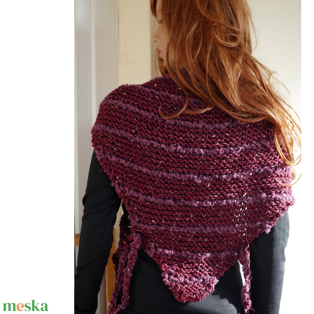 MANDRAGORA / bordó tweed  - exkluzív kötött vállkendő, mellény - ruha & divat - női ruha - poncsó - Meska.hu