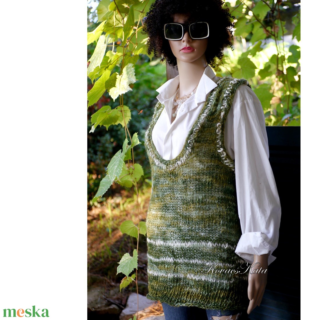 AMY-SAPI / olív - trendi kézzel kötött sapka - ruha & divat - sál, sapka, kendő - sapka - Meska.hu