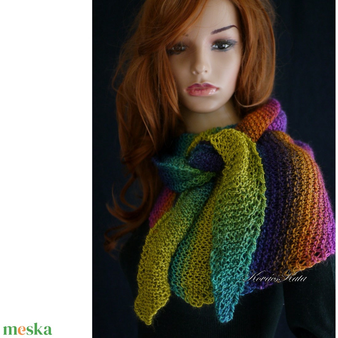 MANDALA KENDŐ - kézzel kötött színátmenetes vállkendő, hosszú sálkendő - ruha & divat - sál, sapka, kendő - vállkendő - Meska.hu