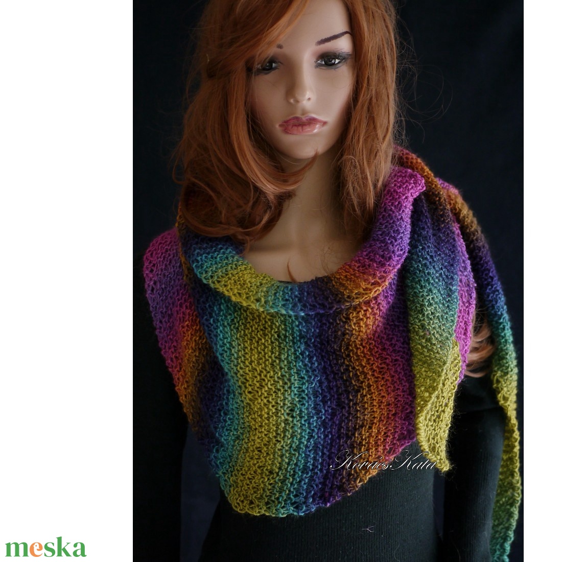 MANDALA KENDŐ - kézzel kötött színátmenetes vállkendő, hosszú sálkendő - ruha & divat - sál, sapka, kendő - vállkendő - Meska.hu