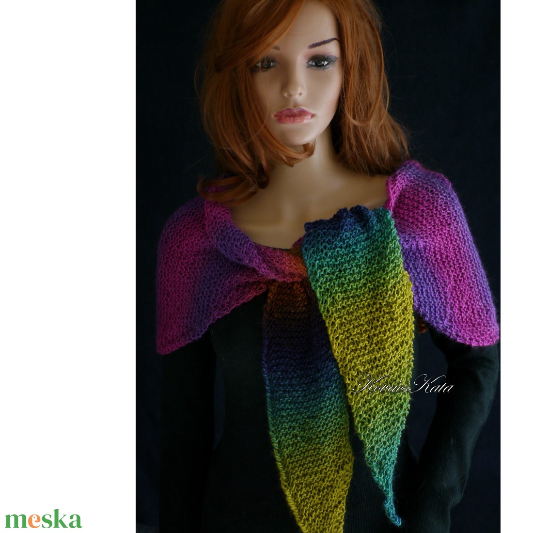 MANDALA KENDŐ - kézzel kötött színátmenetes vállkendő, hosszú sálkendő - ruha & divat - sál, sapka, kendő - vállkendő - Meska.hu