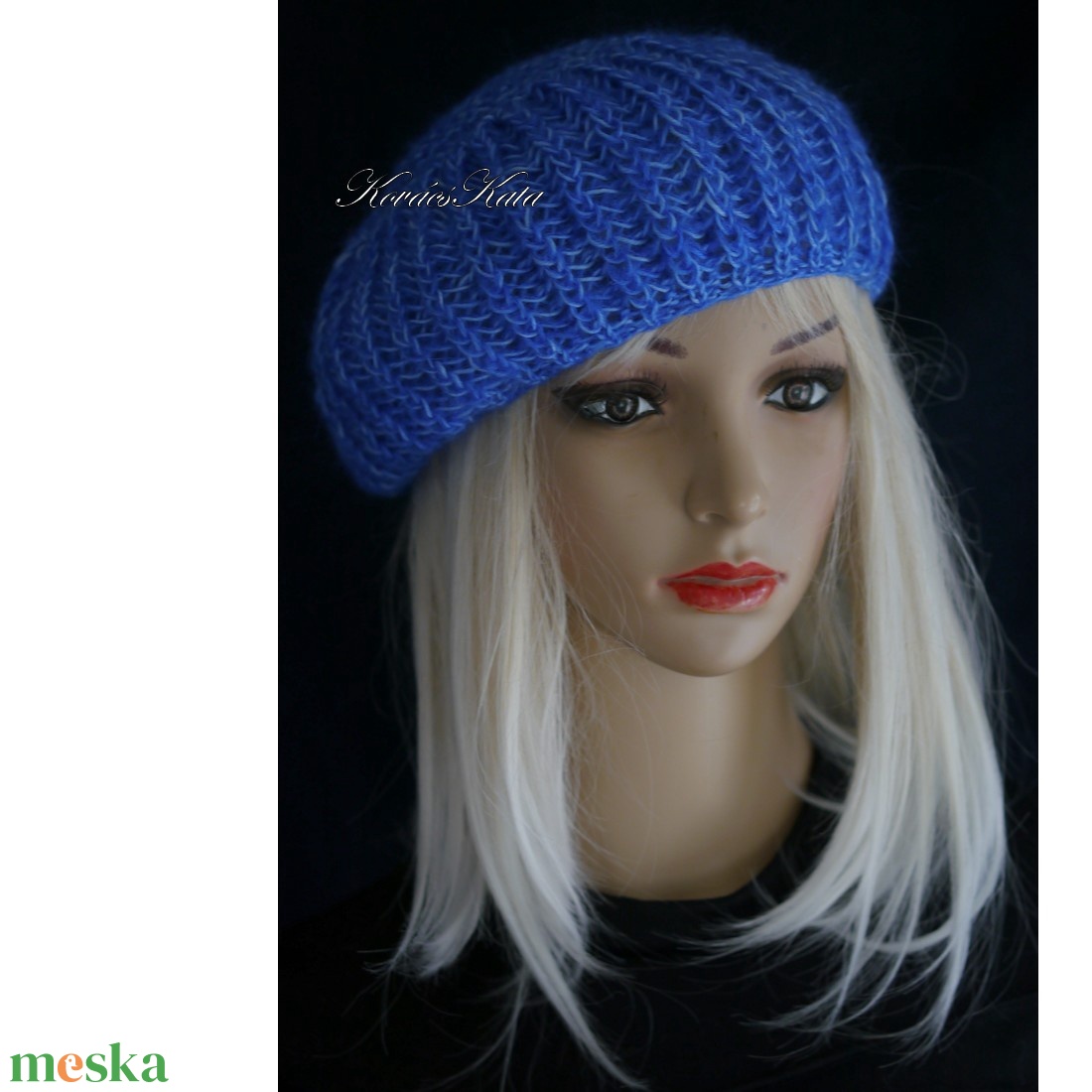 LORCA / royal - könnyű finomgyapjú és mohair kézzel kötött sapka, barett - ruha & divat - sál, sapka, kendő - sapka - Meska.hu