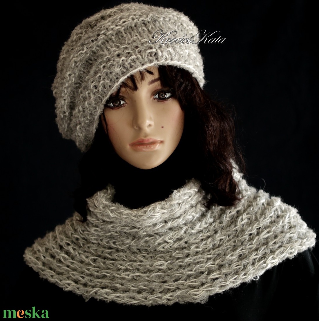 CSIGA-SZETT / alpaka - exkluzív kézzel kötött sapka-sál szett / szürke KÉSZLETEN - ruha & divat - sál, sapka, kendő - sapka & sál szett - Meska.hu