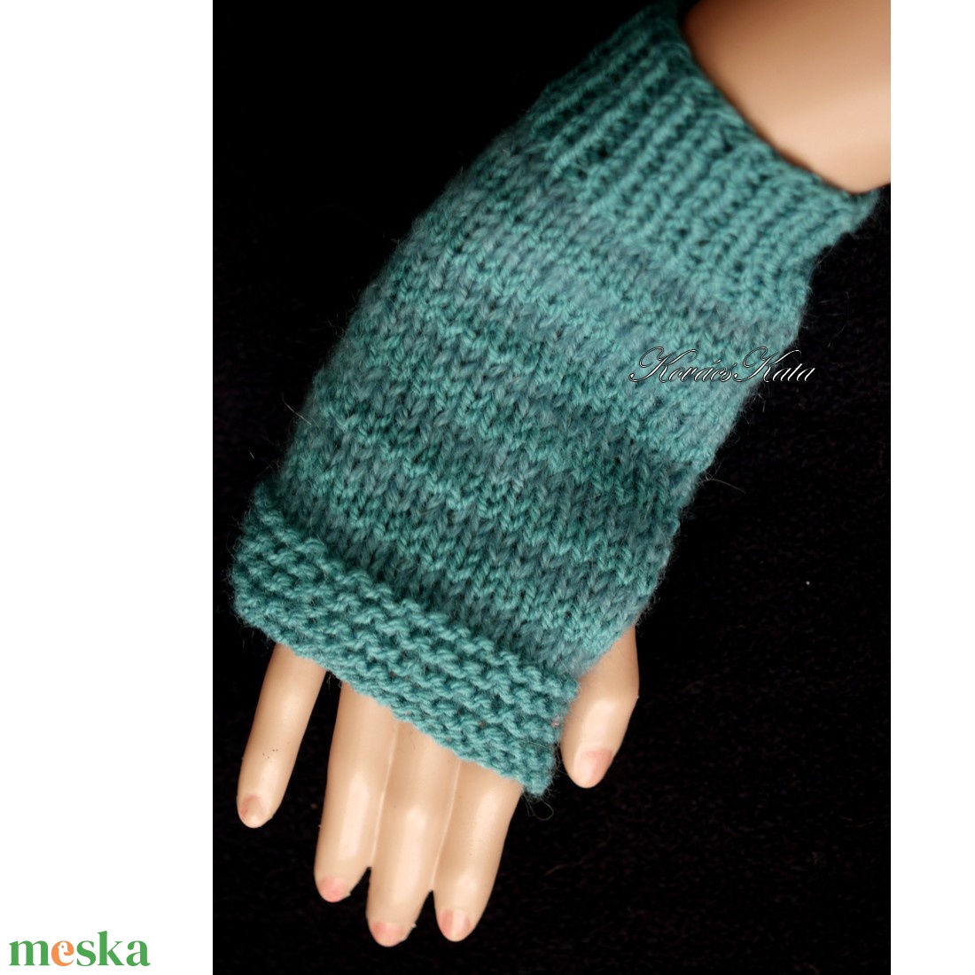 BOSZI KESZTYŰ / gyapjú-moher - kézzel kötött rövid kesztyűszár, kézmelegítő / óceán - ruha & divat - sál, sapka, kendő - kesztyű - Meska.hu