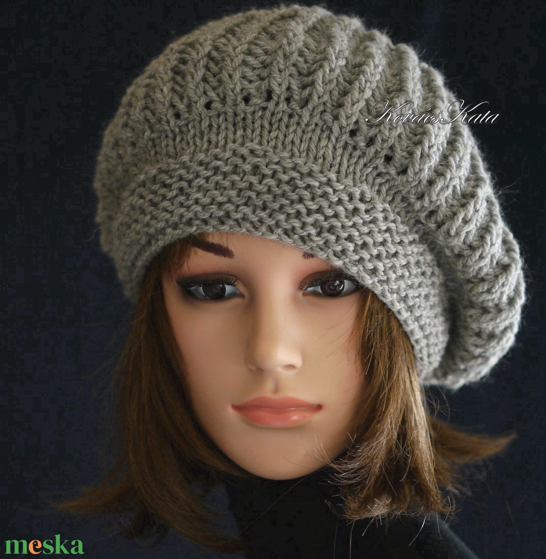 BORBÁLA / nepál - kézzel kötött alpaka gomba sapka / szürke - ruha & divat - sál, sapka, kendő - sapka - Meska.hu