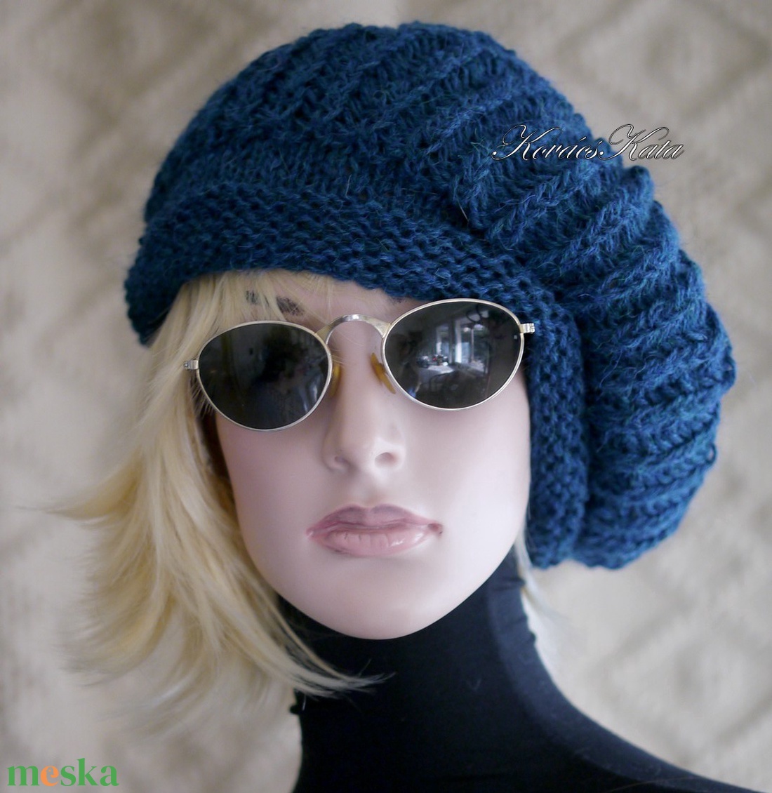 BORBÁLA / alpaka - exkluzív kötött sapka, barett / petrol - ruha & divat - sál, sapka, kendő - sapka - Meska.hu