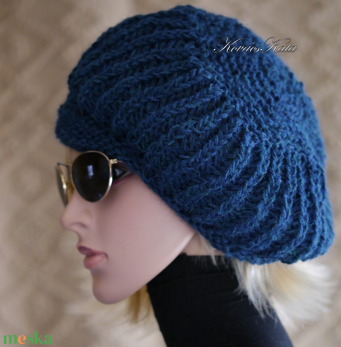 BORBÁLA / alpaka - exkluzív kötött sapka, barett / petrol - ruha & divat - sál, sapka, kendő - sapka - Meska.hu