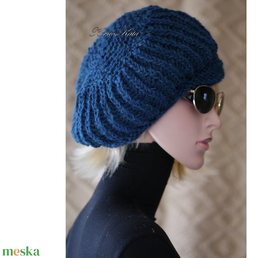 BORBÁLA / alpaka - exkluzív kötött sapka, barett / petrol - ruha & divat - sál, sapka, kendő - sapka - Meska.hu