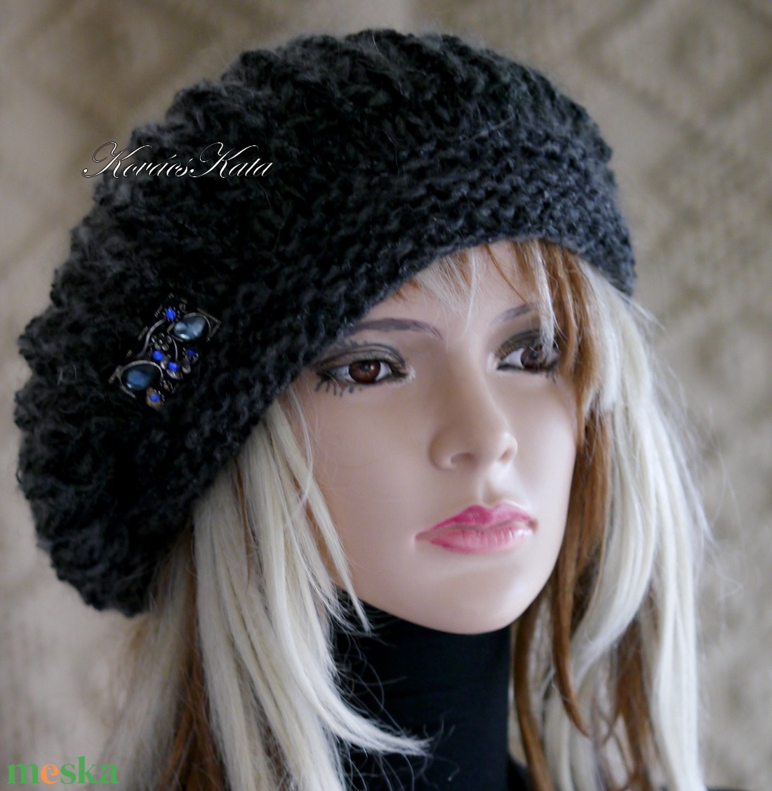 BORBÁLA / antracit ombre - trendi kézzel kötött sapka, barett - ruha & divat - sál, sapka, kendő - sapka - Meska.hu