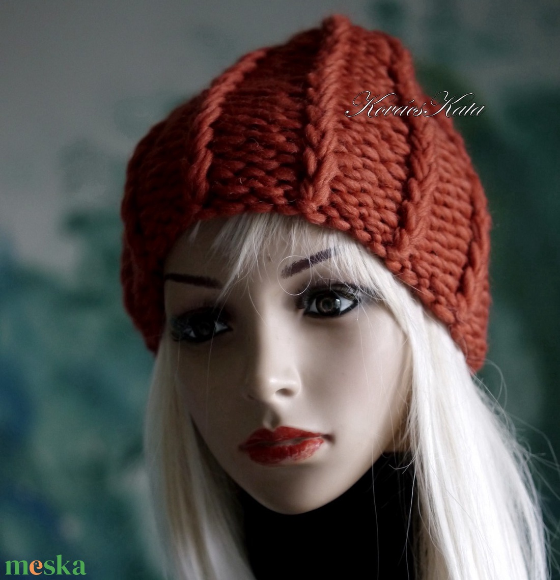 ETA CHUNKY - szuper-vastag kézzel kötött sapka / rozsda - ruha & divat - sál, sapka, kendő - sapka - Meska.hu