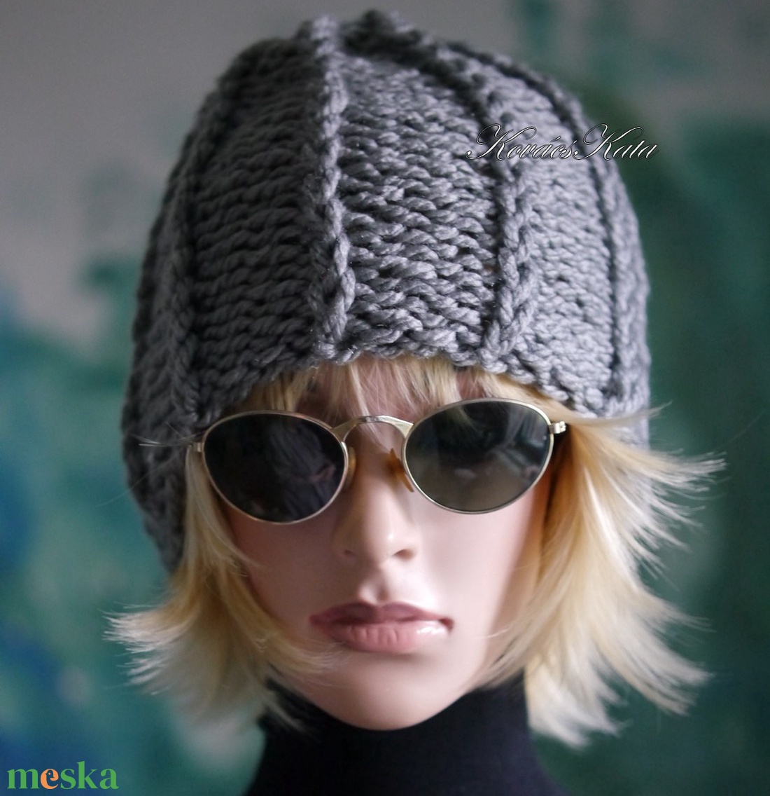 ETA CHUNKY - szuper-vastag kézzel kötött sapka / antracit - ruha & divat - sál, sapka, kendő - sapka - Meska.hu