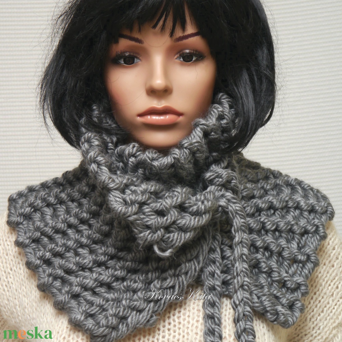 ETA CHUNKY - szuper-vastag kézzel kötött sapka / antracit - ruha & divat - sál, sapka, kendő - sapka - Meska.hu