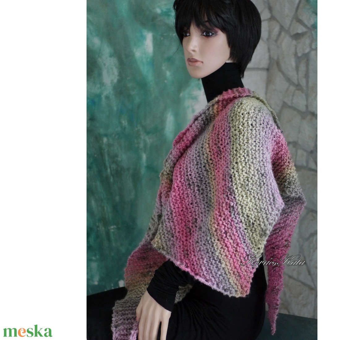 HORIZONS KENDŐ - kézzel kötött színátmenetes vállkendő, hosszú sálkendő - ruha & divat - sál, sapka, kendő - vállkendő - Meska.hu