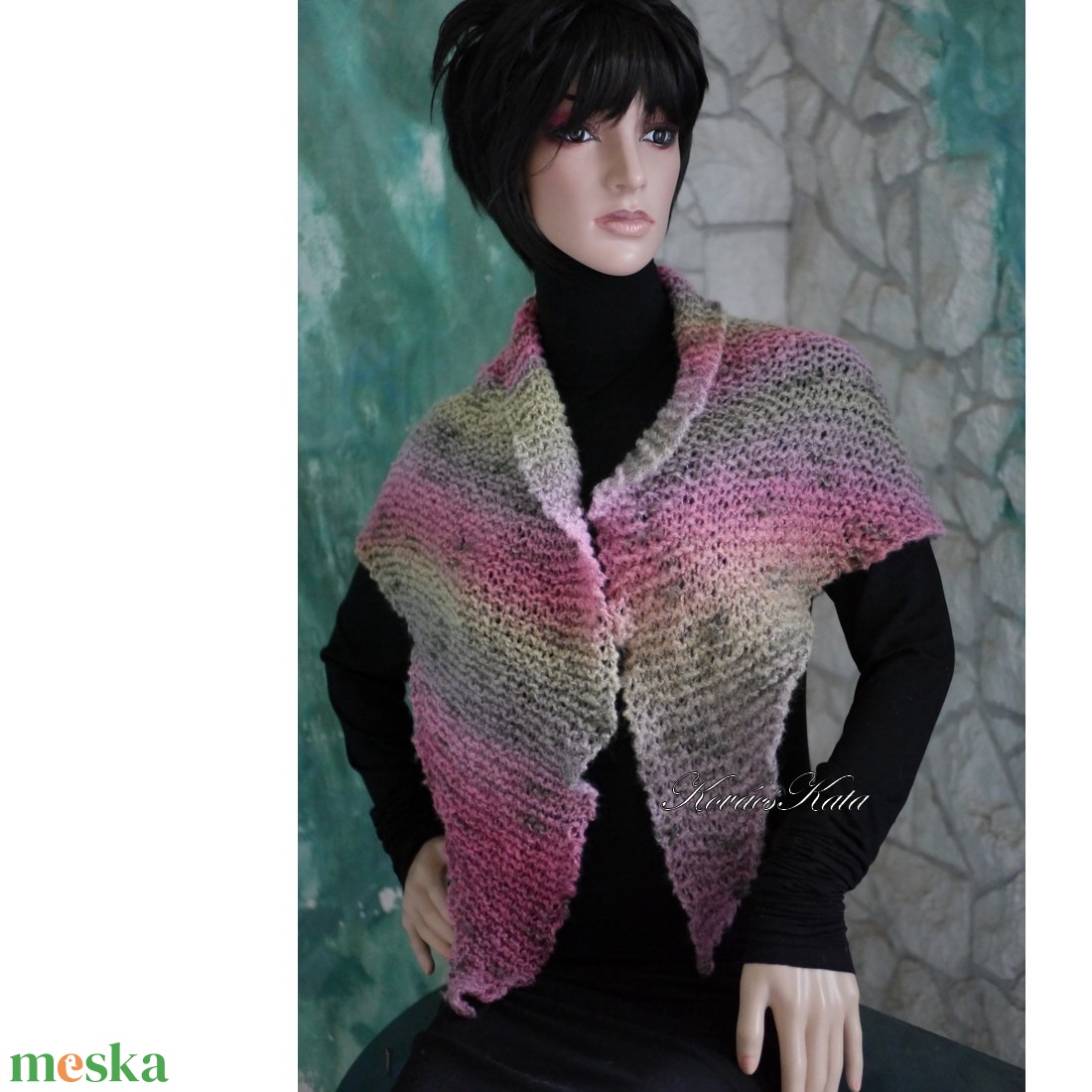 HORIZONS KENDŐ - kézzel kötött színátmenetes vállkendő, hosszú sálkendő - ruha & divat - sál, sapka, kendő - vállkendő - Meska.hu