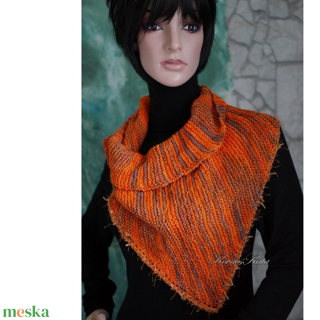  DELUXE SILK VÁLLKENDŐ - exkluzív kézzel kötött-festett selyem-jak- merinó kendő / blazing orange - ruha & divat - sál, sapka, kendő - vállkendő - Meska.hu