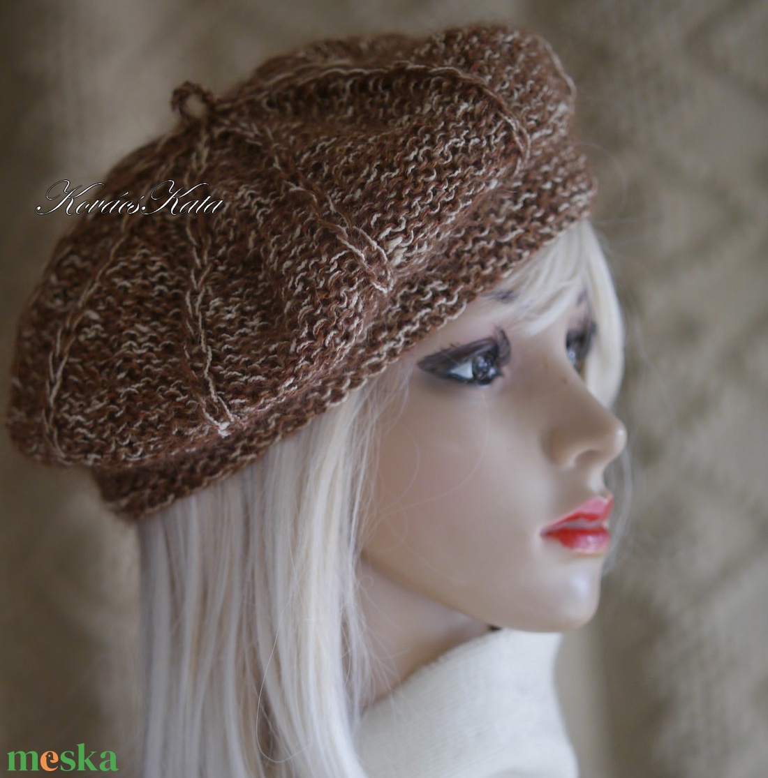 ALETTA / bonbon - kézzel kötött bourette-silk-mohair svájci sapka, barett - ruha & divat - sál, sapka, kendő - sapka - Meska.hu