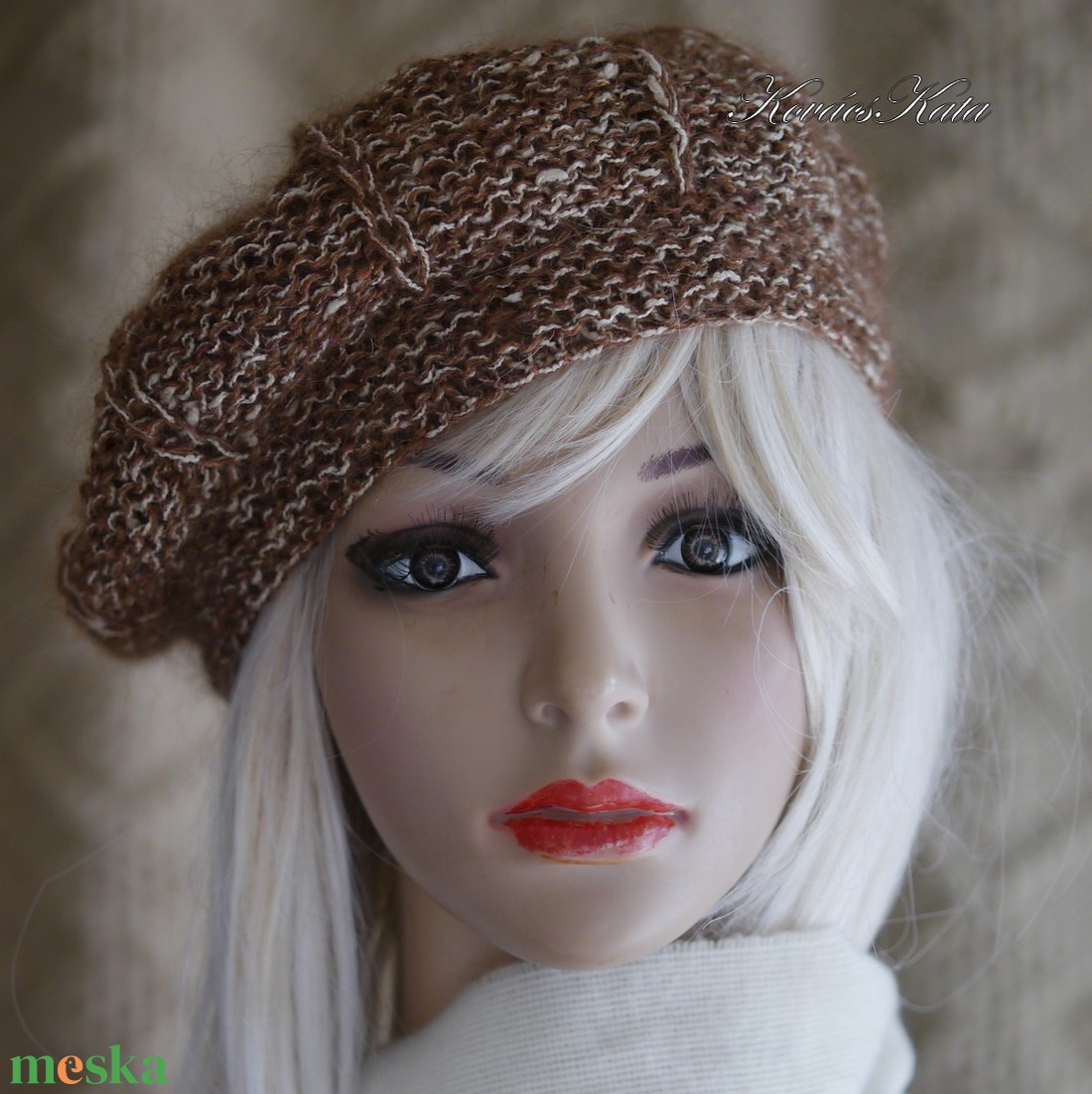 ALETTA / bonbon - kézzel kötött bourette-silk-mohair svájci sapka, barett - ruha & divat - sál, sapka, kendő - sapka - Meska.hu