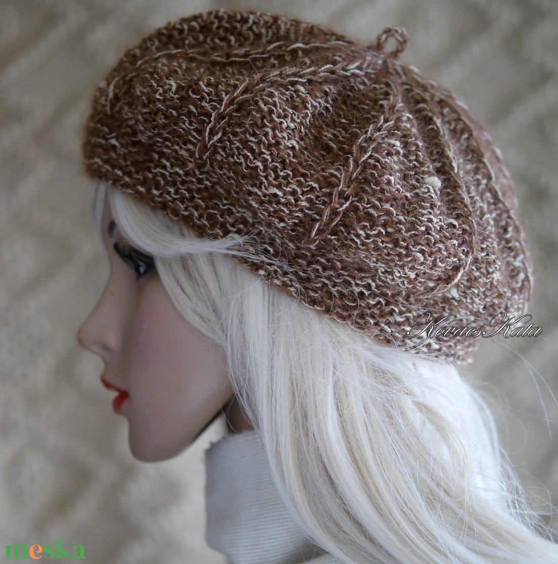 ALETTA / bonbon - kézzel kötött bourette-silk-mohair svájci sapka, barett - ruha & divat - sál, sapka, kendő - sapka - Meska.hu