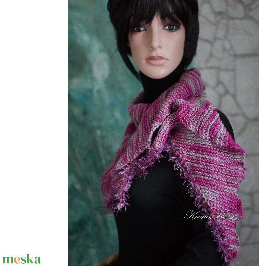  DELUXE SILK VÁLLKENDŐ - exkluzív kézzel kötött-festett selyem-jak- merinó kendő / magenta - ruha & divat - sál, sapka, kendő - vállkendő - Meska.hu