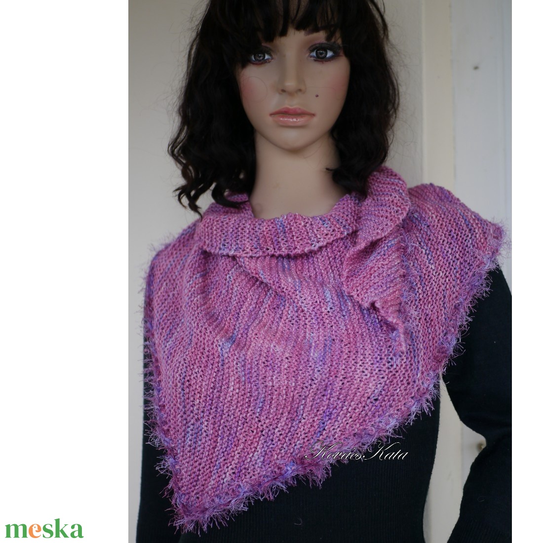  DELUXE SILK VÁLLKENDŐ - exkluzív kézzel kötött-festett selyem-jak- merinó kendő / málna KÉSZLETEN - ruha & divat - sál, sapka, kendő - vállkendő - Meska.hu