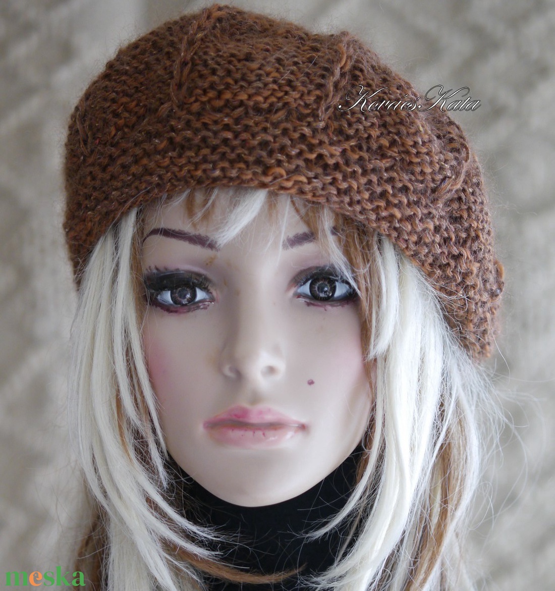 ALETTA / gold oak - kézzel kötött ITO bourette + silk-mohair svájci sapka, barett - ruha & divat - sál, sapka, kendő - sapka - Meska.hu