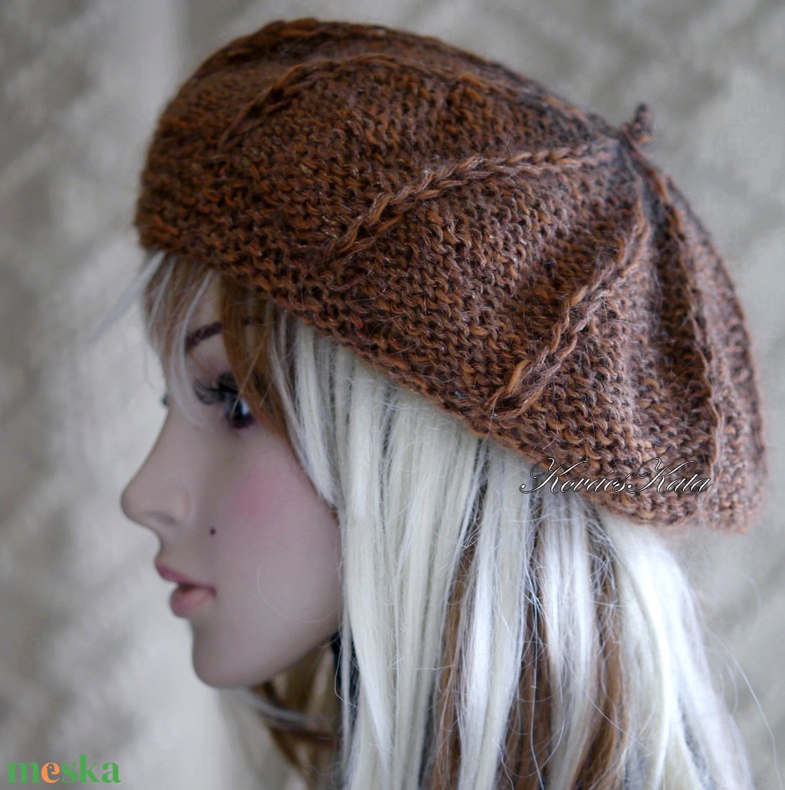 ALETTA / gold oak - kézzel kötött ITO bourette + silk-mohair svájci sapka, barett - ruha & divat - sál, sapka, kendő - sapka - Meska.hu