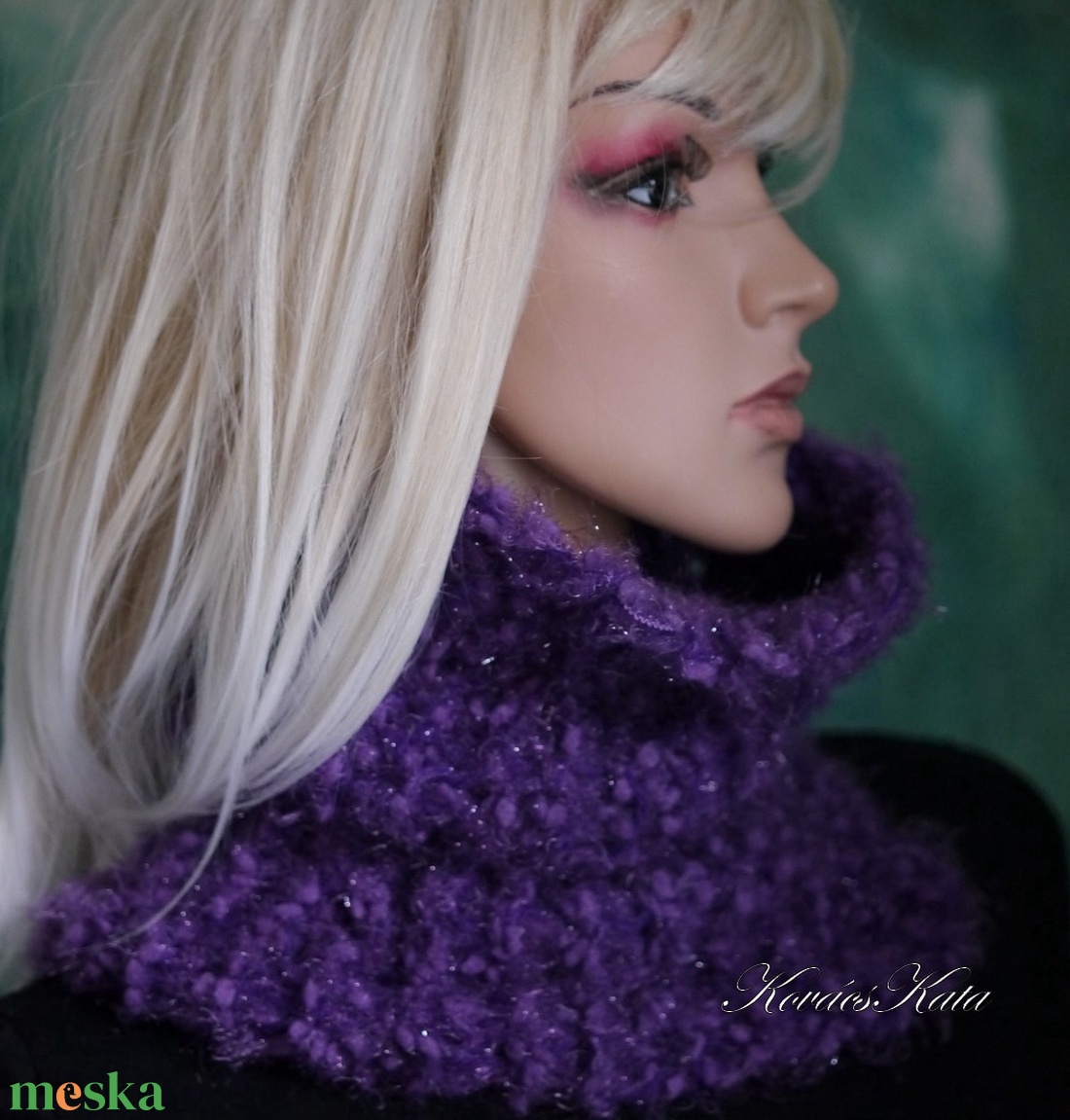 TEKNŐCKE / lila - vastag kézzel kötött kámzsa, csősál, nyakmelegítő - ruha & divat - sál, sapka, kendő - sál - Meska.hu