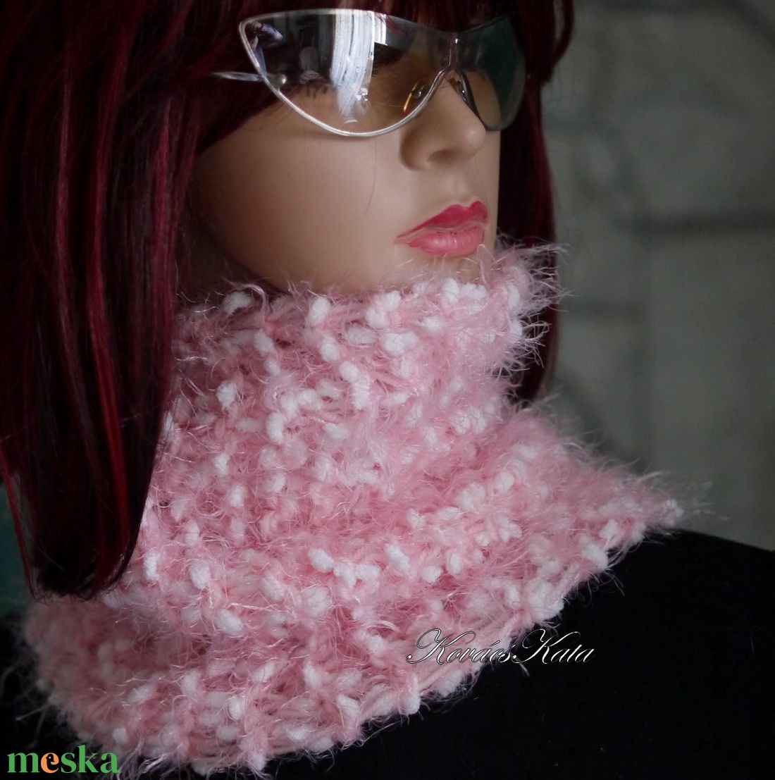 TEKNŐCKE / babyrose - vastag kézzel kötött kámzsa, csősál, nyakmelegítő - ruha & divat - sál, sapka, kendő - sál - Meska.hu