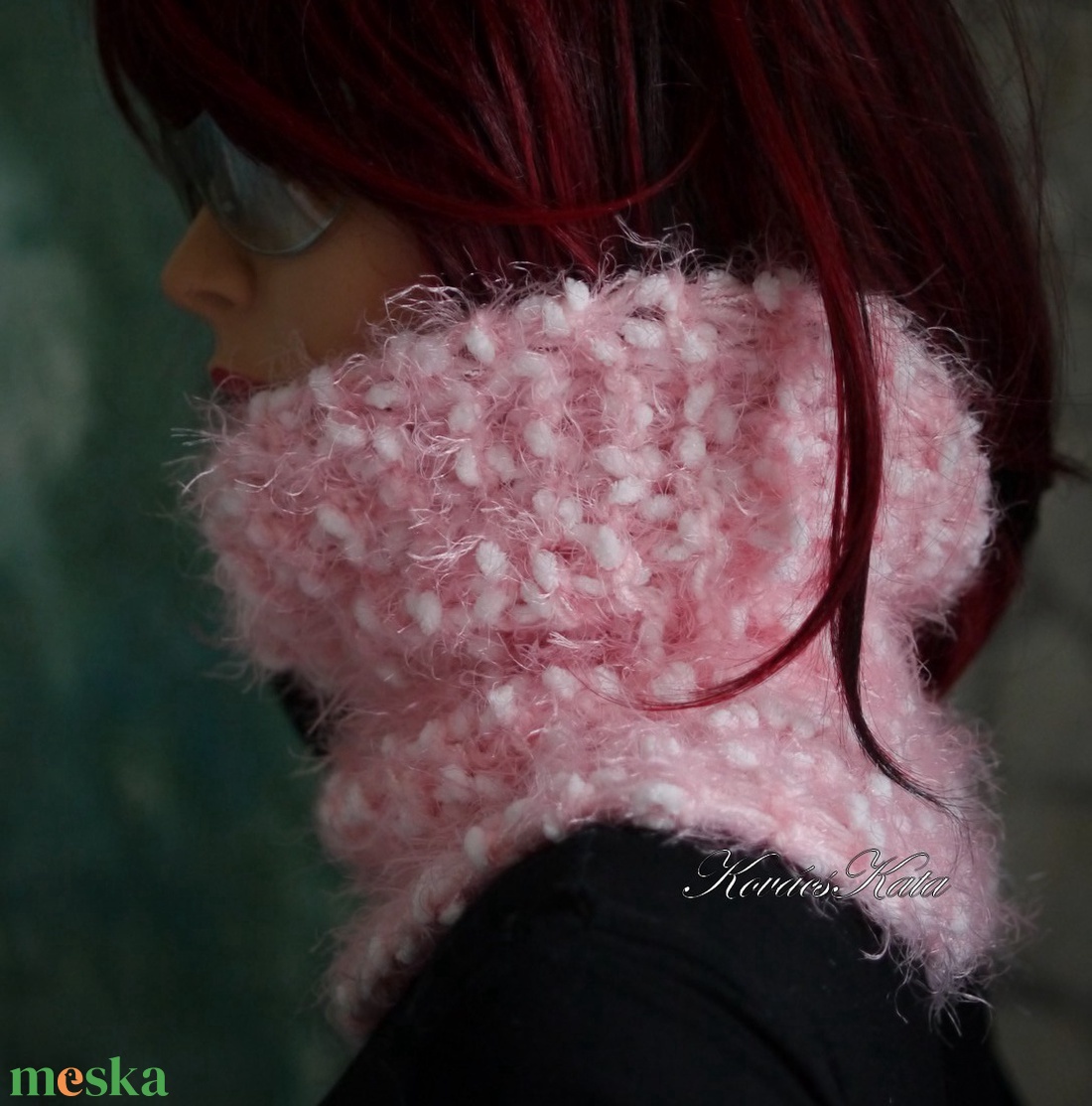 TEKNŐCKE / babyrose - vastag kézzel kötött kámzsa, csősál, nyakmelegítő - ruha & divat - sál, sapka, kendő - sál - Meska.hu