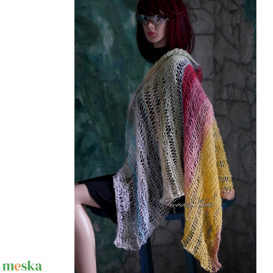 MOHAIR DREAM CSIPKEKENDŐ - kézzel kötött színátmenetes vállkendő, sálkendő - ruha & divat - sál, sapka, kendő - vállkendő - Meska.hu