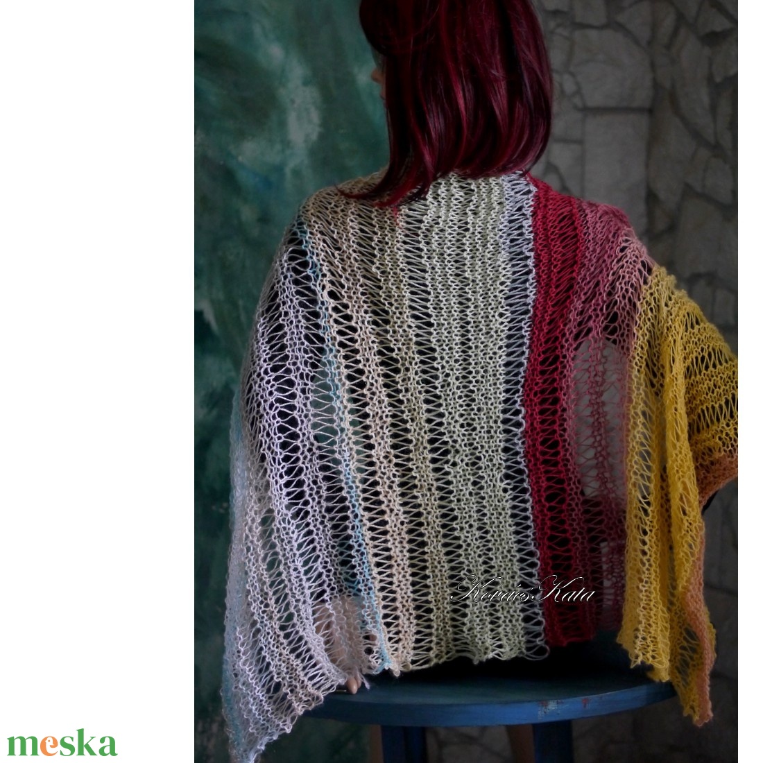 MOHAIR DREAM CSIPKEKENDŐ - kézzel kötött színátmenetes vállkendő, sálkendő - ruha & divat - sál, sapka, kendő - vállkendő - Meska.hu