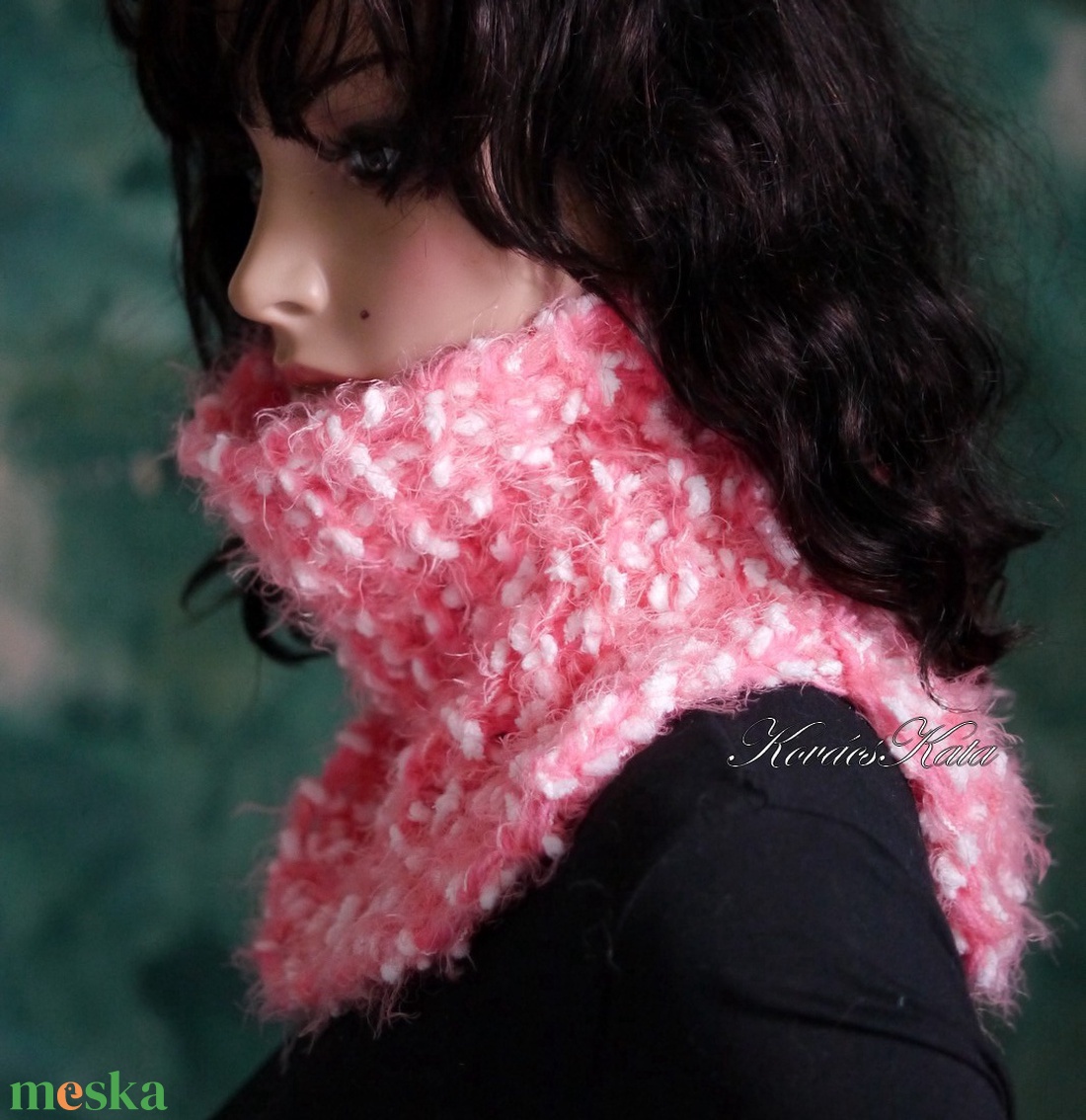 TEKNŐCKE / pink XL - extravastag kézzel kötött kámzsa, csősál, nyakmelegítő - ruha & divat - sál, sapka, kendő - sál - Meska.hu