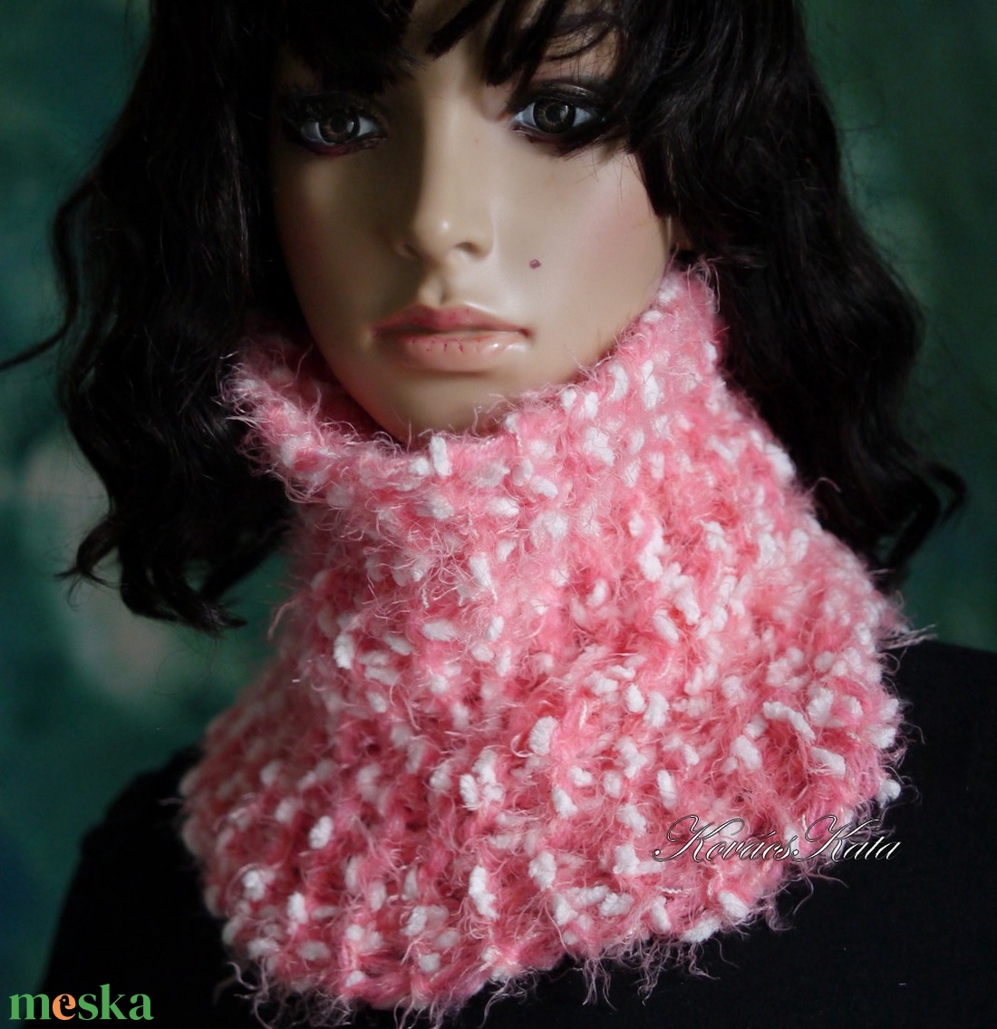 TEKNŐCKE / pink XL - extravastag kézzel kötött kámzsa, csősál, nyakmelegítő - ruha & divat - sál, sapka, kendő - sál - Meska.hu