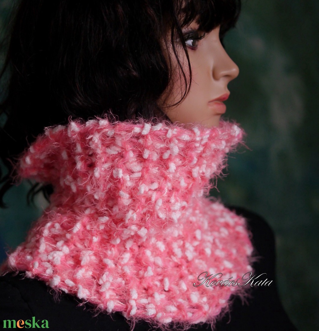 TEKNŐCKE / pink XL - extravastag kézzel kötött kámzsa, csősál, nyakmelegítő - ruha & divat - sál, sapka, kendő - sál - Meska.hu