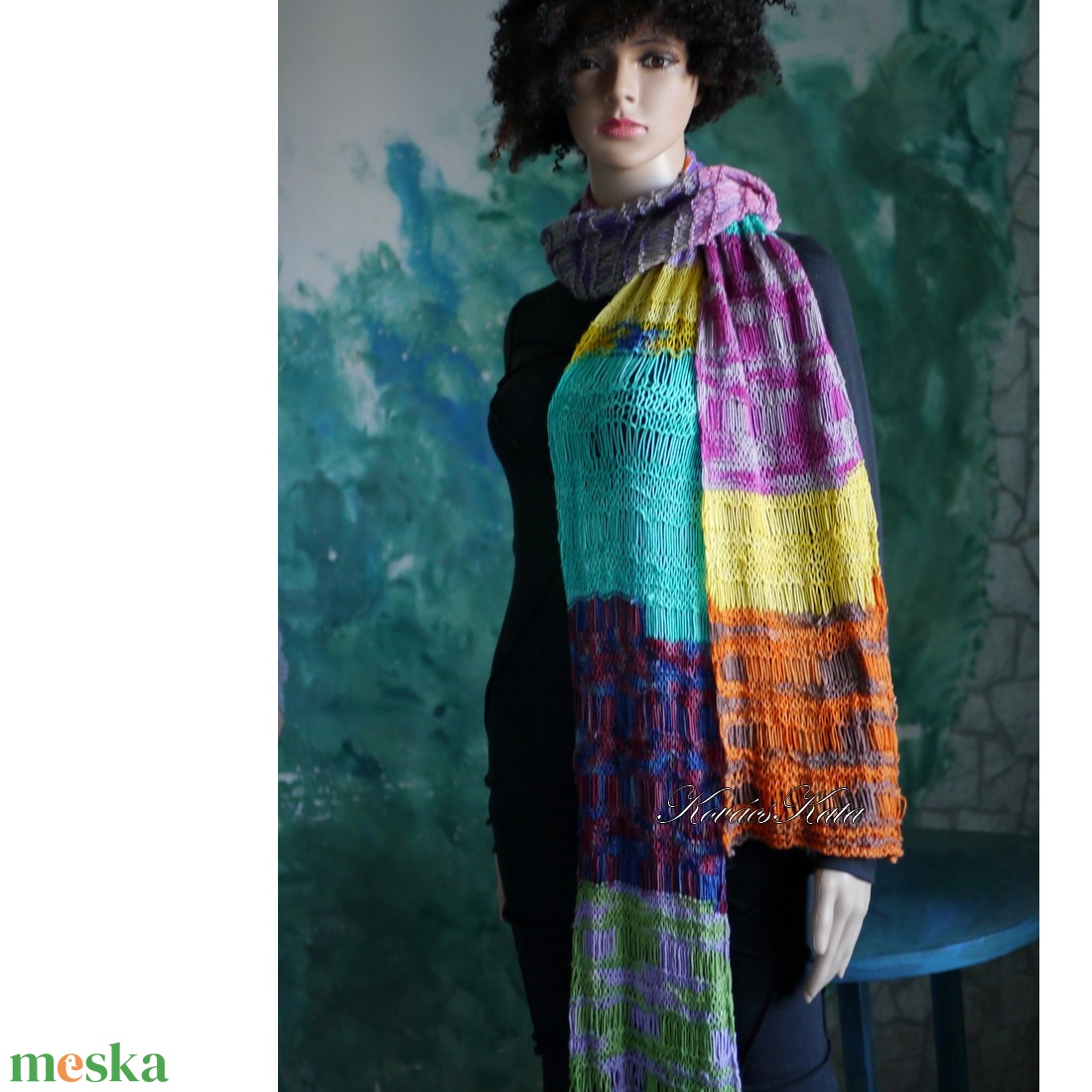  DELUXE SILK MAXI-SÁL - exkluzív kézzel kötött-festett selyem-jak- merinó hosszú sál  - ruha & divat - sál, sapka, kendő - sál - Meska.hu