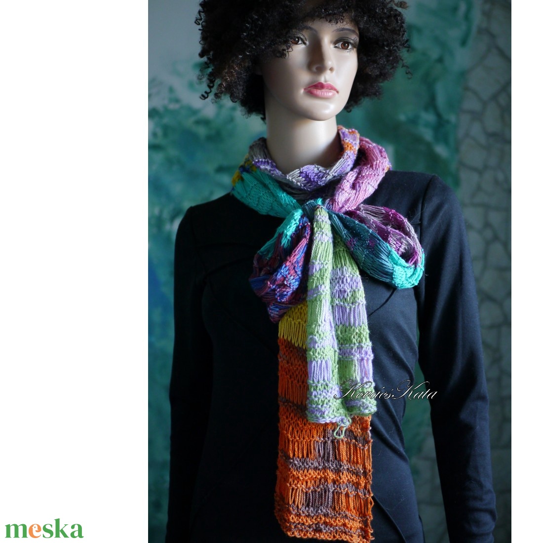  DELUXE SILK MAXI-SÁL - exkluzív kézzel kötött-festett selyem-jak- merinó hosszú sál  - ruha & divat - sál, sapka, kendő - sál - Meska.hu