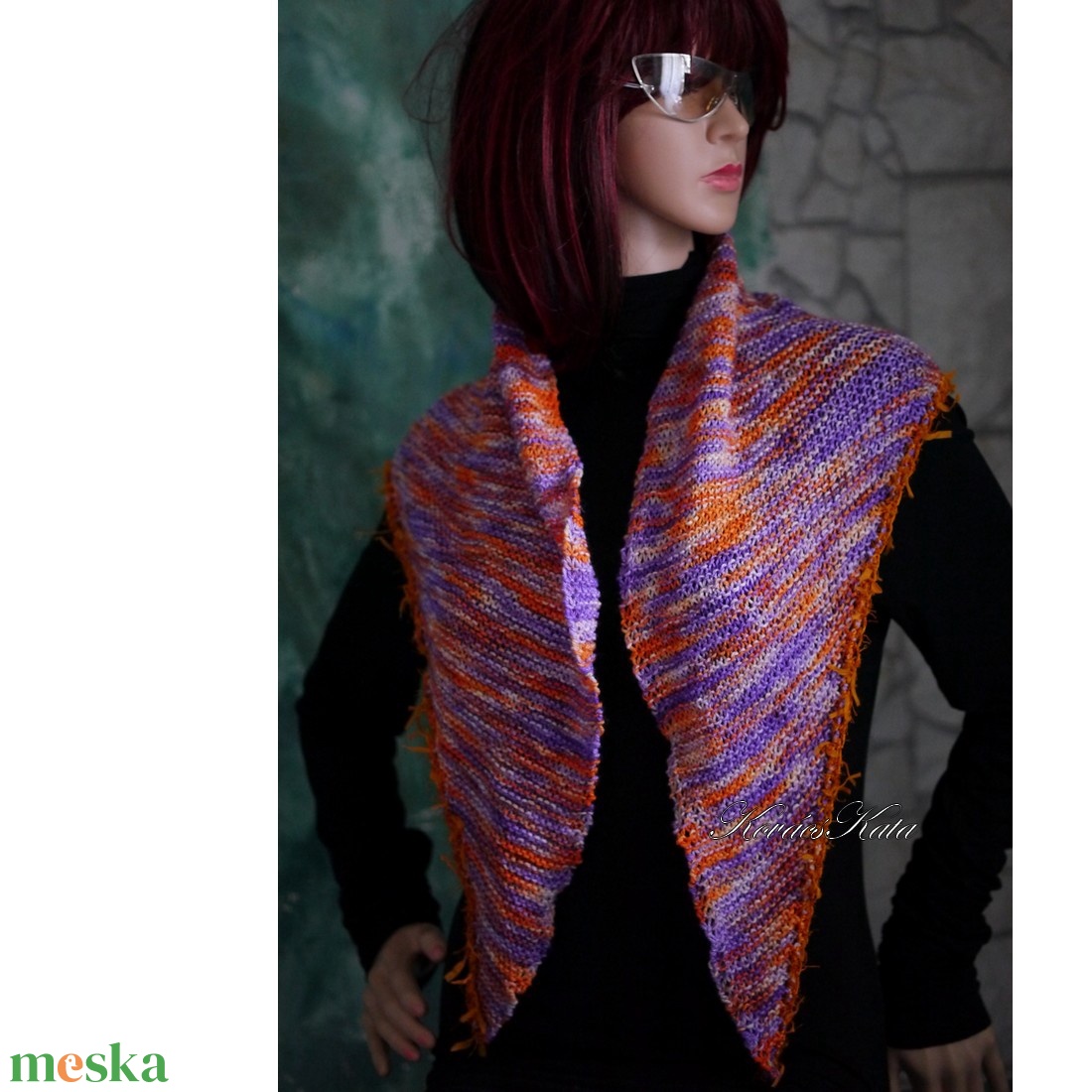  DELUXE SILK VÁLLKENDŐ - exkluzív kézzel kötött-festett selyem-jak- merinó kendő / marokkó - ruha & divat - sál, sapka, kendő - vállkendő - Meska.hu