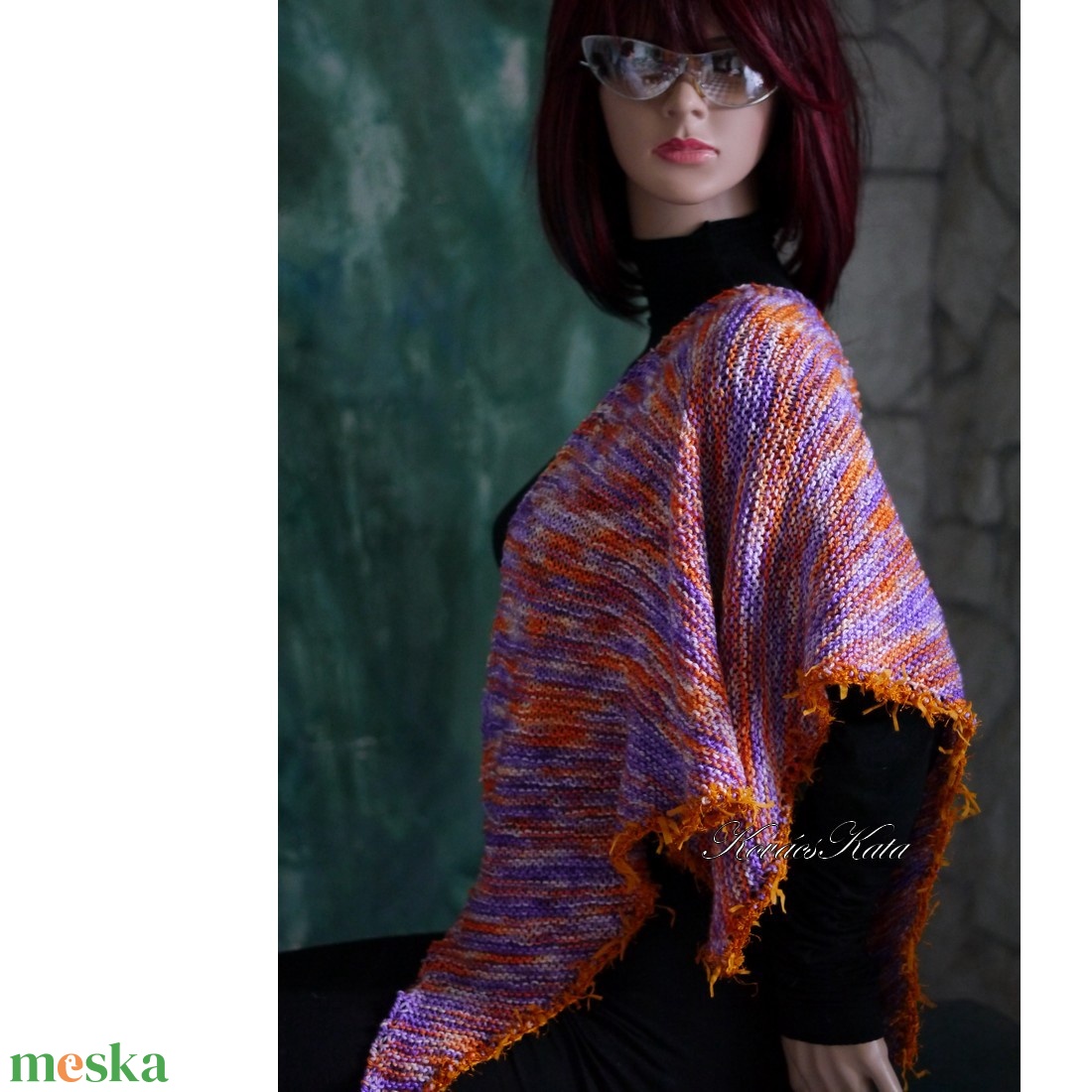  DELUXE SILK VÁLLKENDŐ - exkluzív kézzel kötött-festett selyem-jak- merinó kendő / marokkó - ruha & divat - sál, sapka, kendő - vállkendő - Meska.hu