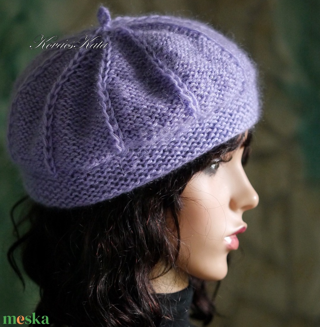 ALETTA / orgona - kézzel kötött  VIP merinó-kasmír + silk-mohair svájci sapka, barett - ruha & divat - sál, sapka, kendő - sapka - Meska.hu