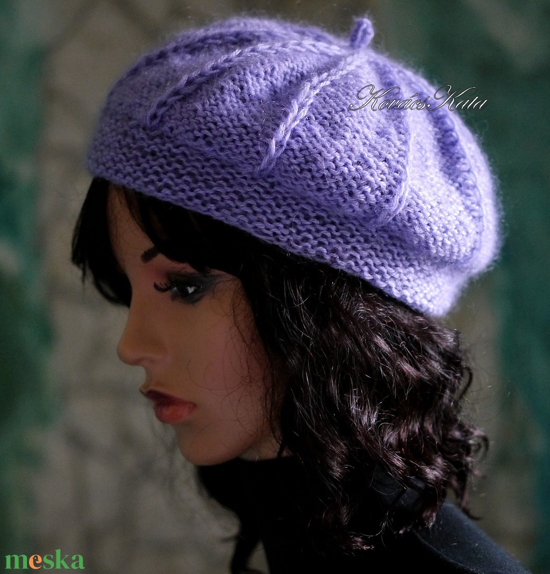 ALETTA / orgona - kézzel kötött  VIP merinó-kasmír + silk-mohair svájci sapka, barett - ruha & divat - sál, sapka, kendő - sapka - Meska.hu