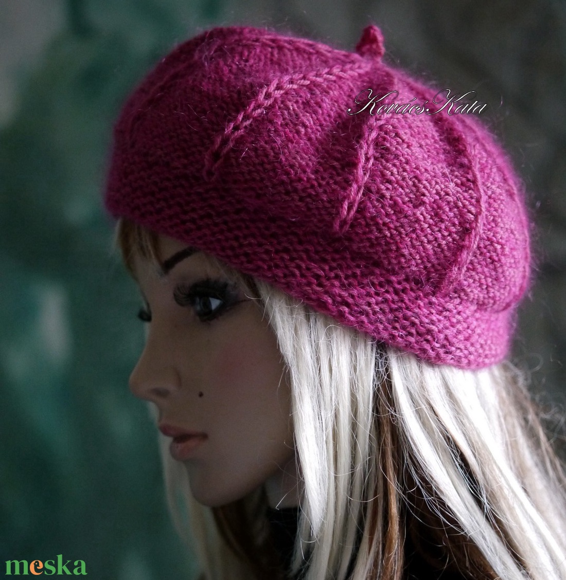 ALETTA / deep magenta - exkluzív kézzel kötött-festett deluxe silk-jak + mohair silk svájci sapka, barett - ruha & divat - sál, sapka, kendő - sapka - Meska.hu