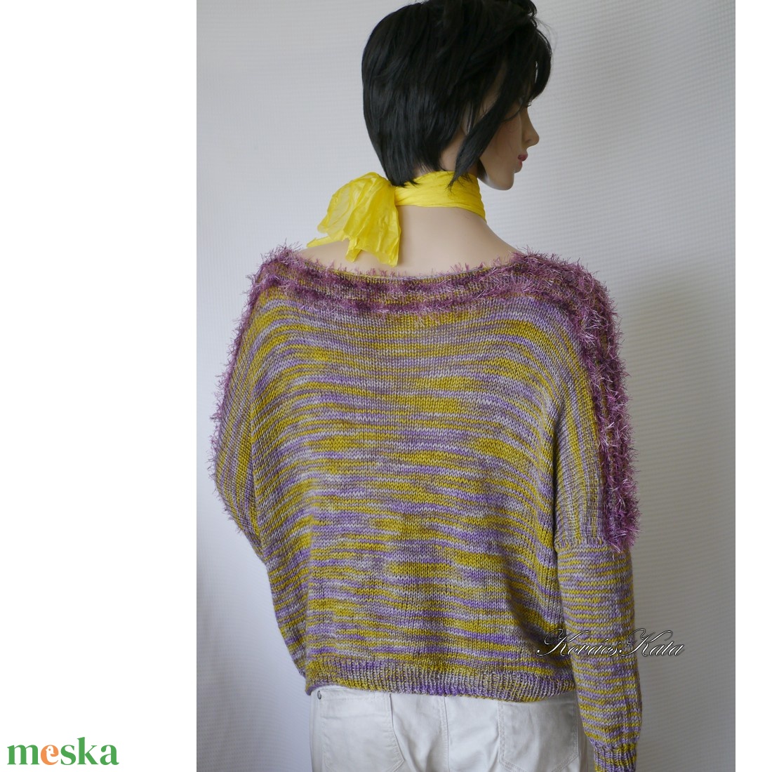 DONA / deluxe - exkluzív kézzel kötött-festett merinó-selyem-jak design pulóver KÉSZLETEN - ruha & divat - női ruha - pulóver - Meska.hu