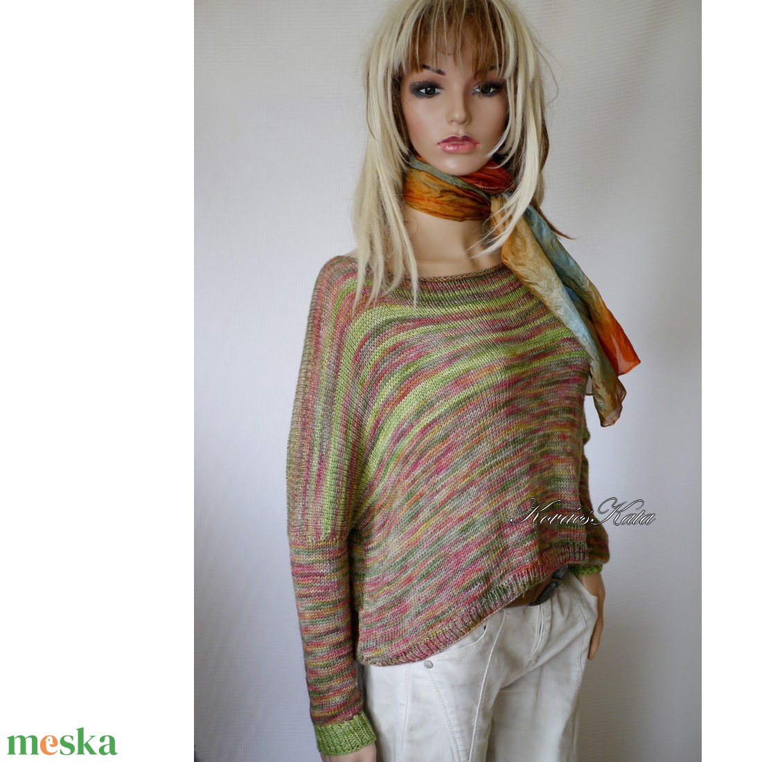 DONA / deluxe - exkluzív kézzel kötött-festett merinó-selyem-jak design pulóver KÉSZLETEN - ruha & divat - női ruha - pulóver - Meska.hu